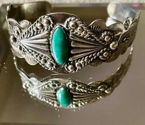 Vintage Türkis Münze Silber Indianer Armreif Armband - Bild 1 von 9