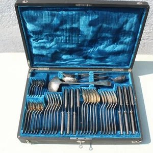 antikes BESTECKSET Koffer | ALBIN DENK versilbert Besteck Silberbesteck | 1900 - Imagen 1 de 14