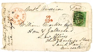 Great Britain 28 on July 9, 1857 Transatlantic Cover London to St Paul, MN - Picture 1 of 3