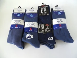24 Pairs Cotton Lycra Men's Cotton Rich Socks Blue 6 - 11 - Picture 1 of 7