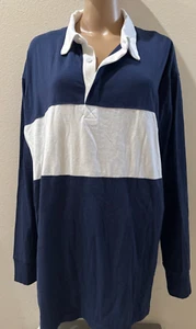 Victoria's Secret Pink Long Sleeve Rugby/Polo Button-up Tee Blue NWT XXL - Picture 1 of 2