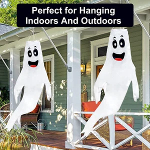 43" Halloween Hanging Ghost Windsocks Flag Wind Sock For Home Yard Outdoor Decor - Picture 1 of 11