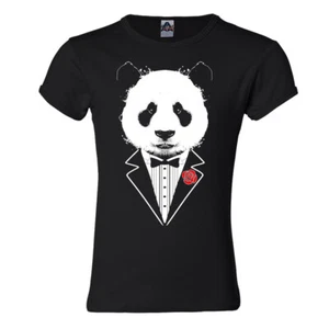 🔥 Panda bear tuxedo Suit Youth Girls T shirt Funny Party Prom Wedding joke Tee - Picture 1 of 6