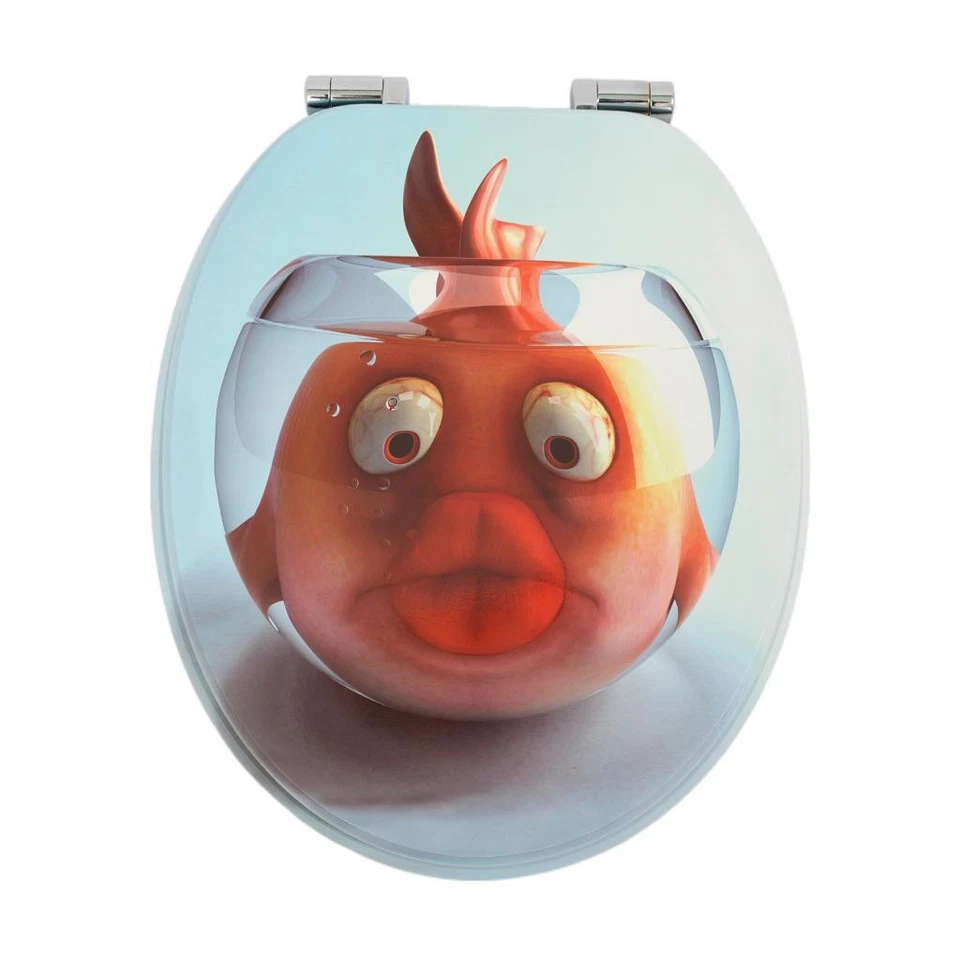 SAINOS WC SITZ TOILETTENDECKEL KLODECKEL BRILLE KLOBRILLE MIT ABSENKAUTOMATIK GOLDFISCH