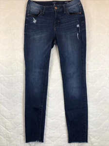 Kaari Blue Jeans Women’s Size 6 Denim Blue Mid Rise Skinny Ankle Raw Hem Frayed - Picture 1 of 15