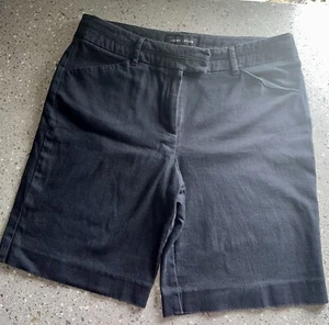 Larry Levine Womans Shorts Size 12 Bermuda Trouser Walking Navy Blue - Picture 1 of 7