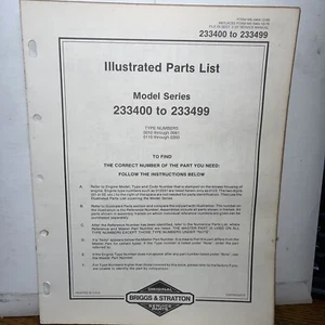 Briggs & Stratton Engine Models 233400 to 233499 Illustrated Parts Catalog List - Picture 1 of 3