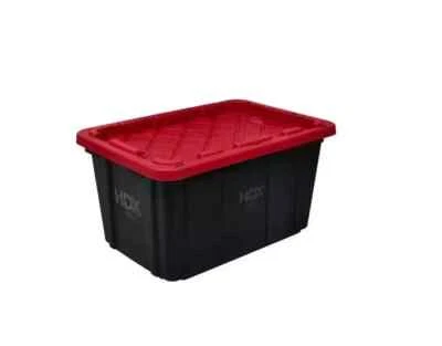 T.O.P. 27 Gallon Snap Top Storage Bin Container, Black with Red Lid free and fast ship