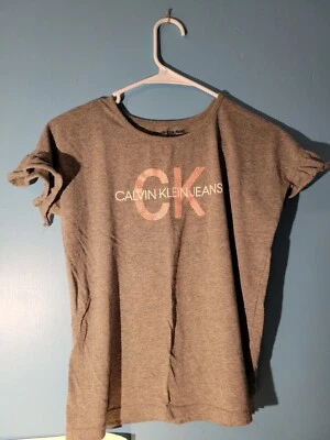 Calvin Klein Girls Pink Glitter Logo T Shirt Size L - Image 1 of 4