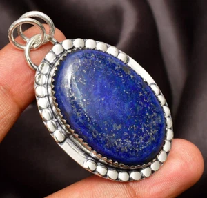 Lapis Lazuli Gemstone 925 Sterling Silver Handmade Jewelry pendant 1.97" - Picture 1 of 6