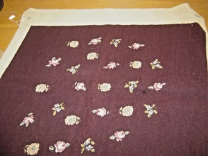 New Needlepoint Canvas w/Multicolor Flowers Burgundy Background #4262 - Picture 1 of 9