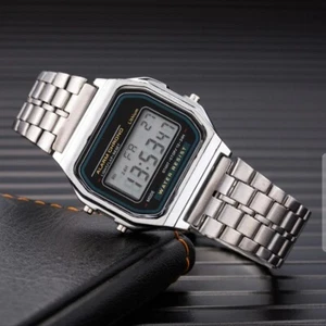 Water Proof Vintage Retro Digital Watch For Men & Women Alarm Stop Watch - Picture 1 of 4