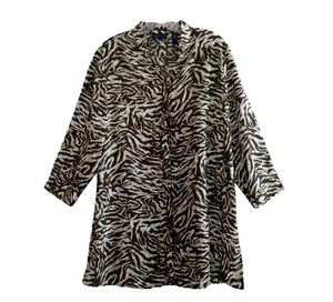 Karen Scott Draped Top Cardigan Womens Animal Print Large V Neck Button Lightwei - Picture 1 of 10