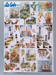 A4 3D DECOUPAGE / PAPER TOLE Sheets for Cardmaking - Le Suh Ships/Lighthouses - Picture 1 of 1