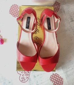 Spangenpumps Gr.38 Latein Tanzschuhe rot, Hochzeit- Abiball- Schuhe ungetragen - Bild 1 von 5
