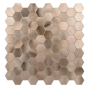 Metal Tile Backsplash with RetroLook - (Hexagon Copper Gold 10pack) Metallic ... - Picture 1 of 9