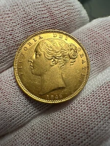 1849 Great Britain Gold Sovereign AU Double Date KM# 736.1 - Picture 1 of 10