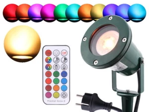 LED Gartenstrahler IP68 grün Alu RGB+WW + Fernbedienung + 2,5m Kabel + Stecker - Picture 1 of 8