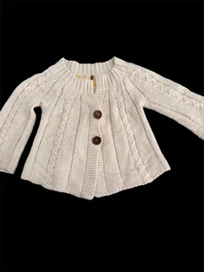 Free People Chunky Cream Fisherman Knit Swing Trapeze Retro Crop Cardigan Sz XS - Picture 1 of 11