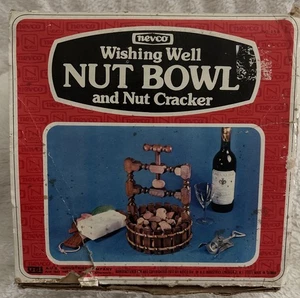 Vintage Nevco Wishing Well Nut Bowl And Nut Cracker Wooden In Box - Picture 1 of 14
