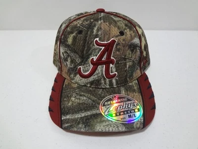 Vintage NCAA Alabama Crimson Tide / Mossy Oak Stretch Fit M/L Hat Zephyr NEW NWT - Image 1 of 4