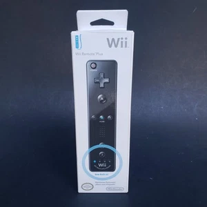OEM Nintendo Black Wii Remote with Motion Plus Wiimote Controller Sealed New - Picture 1 of 3