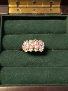 Anello in argento sterling placcato oro rosa e bianco con zirconi misura 8,5 - Foto 1 di 9