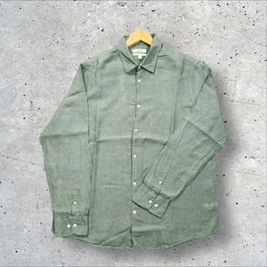 Camisa Marks And Spenser de lino puro para hombre talla XL verde manga larga abotonada - Imagen 1 de 7