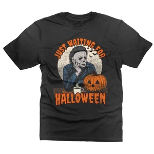 Camiseta de Halloween para hombre Camisa Michael Myers Just Waiting For Halloween Shirt - Imagen 1 de 4