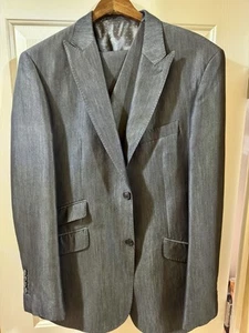 English Laundry Mens 3 Piece Suit Gray Silver 42L 36X32 Pants Vest Rare AMAZING - Picture 1 of 19