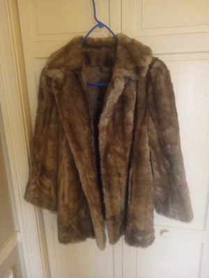 Abrigo de piel sintética vintage Tissavel Francia para mujer chaqueta de visón rubio XL 42" Ptp Foto 1 de 4