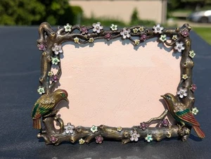 Flowers Braches & Birds Enamel Rhinestone Accent Photo Picture Frame 5.5X4" - Bild 1 von 19