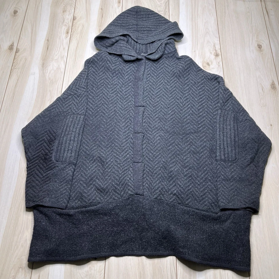 Suéter tejido con capucha 100 % lana merino Backstage para mujer grande verde espiga Foto 1 de 4