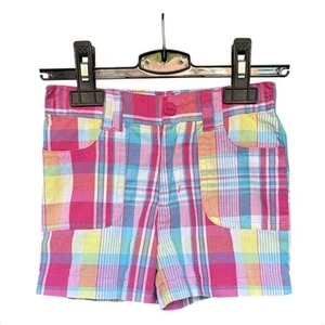 U.S. Polo Assn. Girls Pink and Blue Cotton Plaid Summer Shorts 4T - Picture 1 of 3