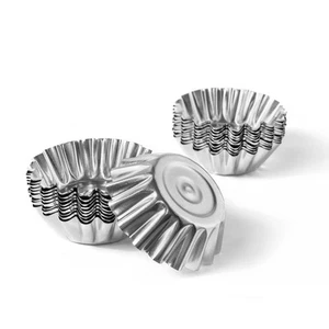 Egg Tart Molds Set of 12 2.36 Inch Reusable Non-Stick Metal Cup Baking Dessert - Picture 1 of 7