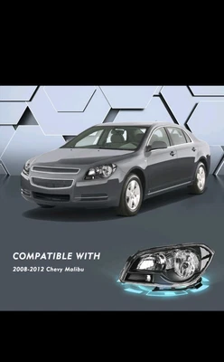 Подходит для Chevy Chevrolet Malibu 2008-2012 годов выпуска черные прозрачные фары пары фар - Изображение 1 из 4