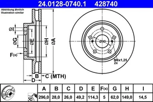 ATE 24.0128-0740.1 Brake Disc for Lexus, Toyota - Picture 1 of 3
