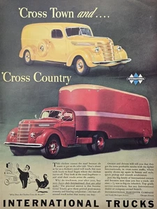 International Trucks Cross Town quer durchs Land Wirtschaft Schleppen Druck Anzeige 1940 - Bild 1 von 4