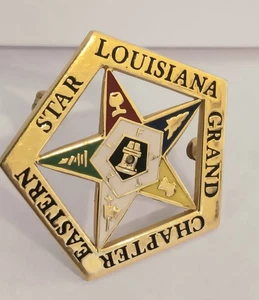 Prendedor Masónico ORDEN DE LA ESTRELLA ORIENTAL Louisiana 14K Oro Amarillo Esmalte 5.2g OES - Imagen 1 de 7