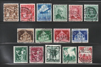 Germany, 1935-38 Commemoratives, Used/Unused, Scott #s 467 | 485, 15 Different - Image 1 of 2