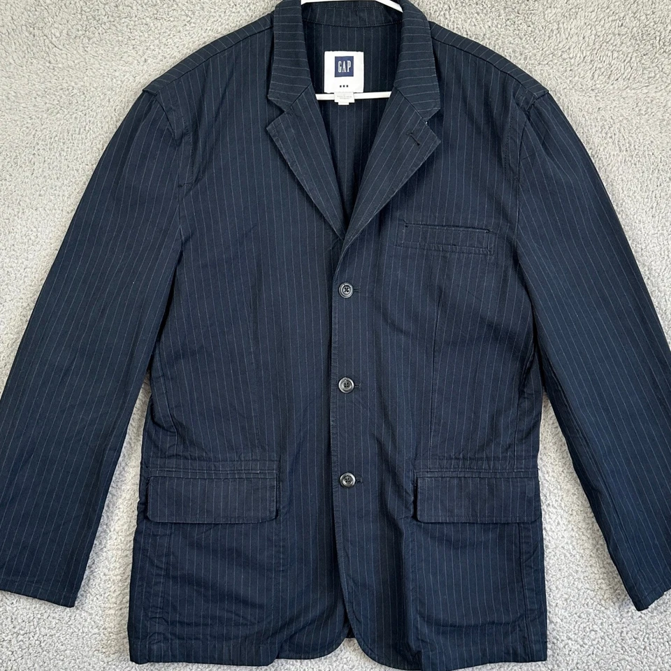 Abrigo Blazer Deportivo Gap Hombre Grande Azul Marino Rayas Manga Larga 3 Botones Delantero Foto 1 de 4