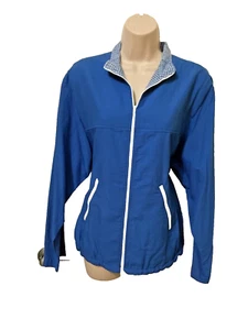 Vintage 80s Women's Windbreaker Jacket Nylon Blue Koret Francisca size L New - Picture 1 of 7
