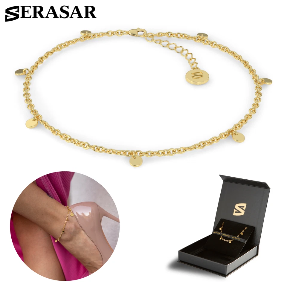 SERASAR | Tobillera [Moneda] para mujer | Plata de ley 925 enchapada en oro de 18 quilates Foto 1 de 1