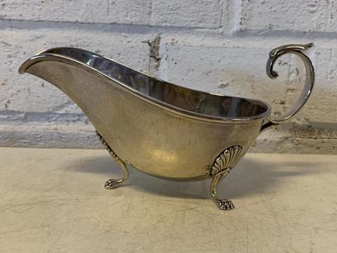 Antique 19th Century Gorham Sterling Silver Footed Gravy / Sauce Boat Cover