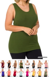 NEW Plus Size Cotton Spandex Racerback Tank Top Non Ribbed- XL/1X-2X-3X - Picture 1 of 10