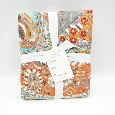 Pottery Barn Paloma Paisley Quilted Organic Percale Standard Sham Multi NEW - Image 1 of 4