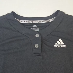 Adidas Womens Size L Fastpitch Black White Jersey Breathable Softball Baseball - Picture 1 of 14