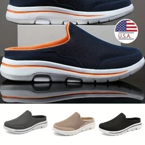 Men's Slip-on Mules Half Sneakers Casual Walking Shoes Outdoor Backless Sneakers - Picture 1 of 28