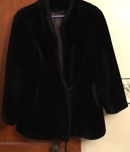 Vintage Sears lined  Faux Fur Coat Jacket Black Size Medium /Medium 3/4 Sleeve - Picture 1 of 8