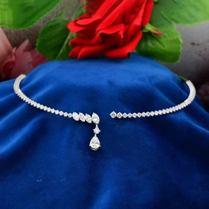 5.63 Ct Marquise Round Pear Lab Grown CVD Diamond Choker Necklace 14k White Gold - Picture 1 of 9
